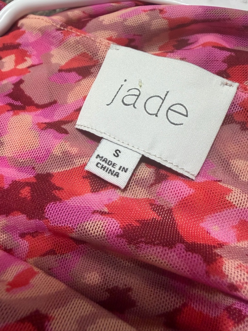 Johnny Was Jade Mesh Midi Dress Pink Floral Stretch Sheer Overlay Size Small - Picture 7 of 8